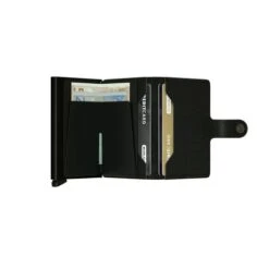 Secrid Mini Wallet Portemonnee Crisple Black -Tassen en Pasjes open m crisple black