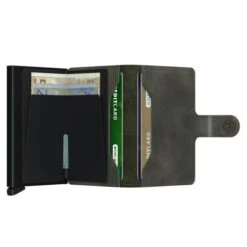 Secrid Mini Wallet Portemonnee Vintage Olive Black -Tassen en Pasjes open mw vintage olive black