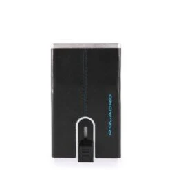 Piquadro Blue Square Creditcard Case With Sliding System Black