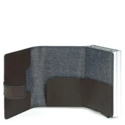 Piquadro Black Square Double Creditcard Case With Sliding System Dark Brown -Tassen en Pasjes pp5472b3r tm dett1