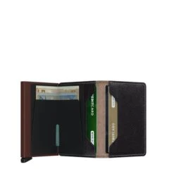 Secrid Slim Wallet Portemonnee Saffiano Brown -Tassen en Pasjes secrid slimwallet saffiano brown open