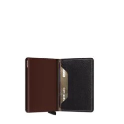 Secrid Slim Wallet Portemonnee Saffiano Brown -Tassen en Pasjes secrid slimwallet saffiano brown semi open