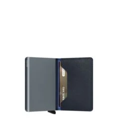 Secrid Slim Wallet Portemonnee Saffiano Navy -Tassen en Pasjes secrid slimwallet saffiano navy semi open