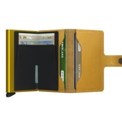 Secrid Mini Wallet Portemonnee Crisple Ochre -Tassen en Pasjes secrid miniwallet crisple ochre open
