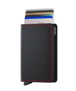 Secrid Slim Wallet Portemonnee Perforated Black-Red -Tassen en Pasjes secrid slimwallet perforated black red front cards