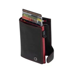 Tony Perotti Furbo Leren Pasjeshouder Met Kleingeldvak Rood / Zwart -Tassen en Pasjes ve 3700rd zw f